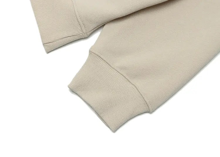 Dual Match Print Hoodie | Beige Trendy Hoodies & Sweatshirts