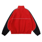 Star Pattern Zipper Jacket Red - h0neybear streetwear aka honeybear