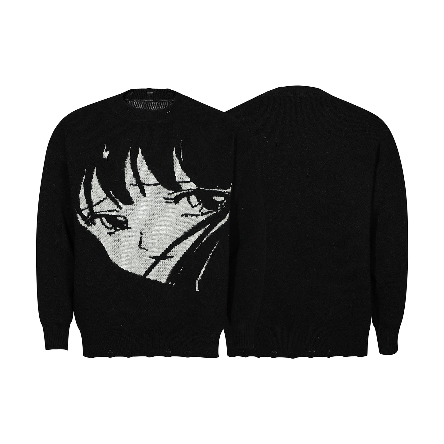 Otaku Girl Face Print Sweater