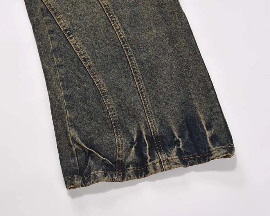 Rustic Patchwork Denim Pants