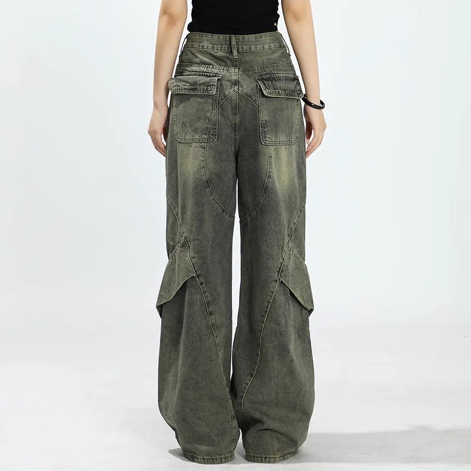 RetroPatch Denim Pants | Wide Leg Jeans for Men and Women