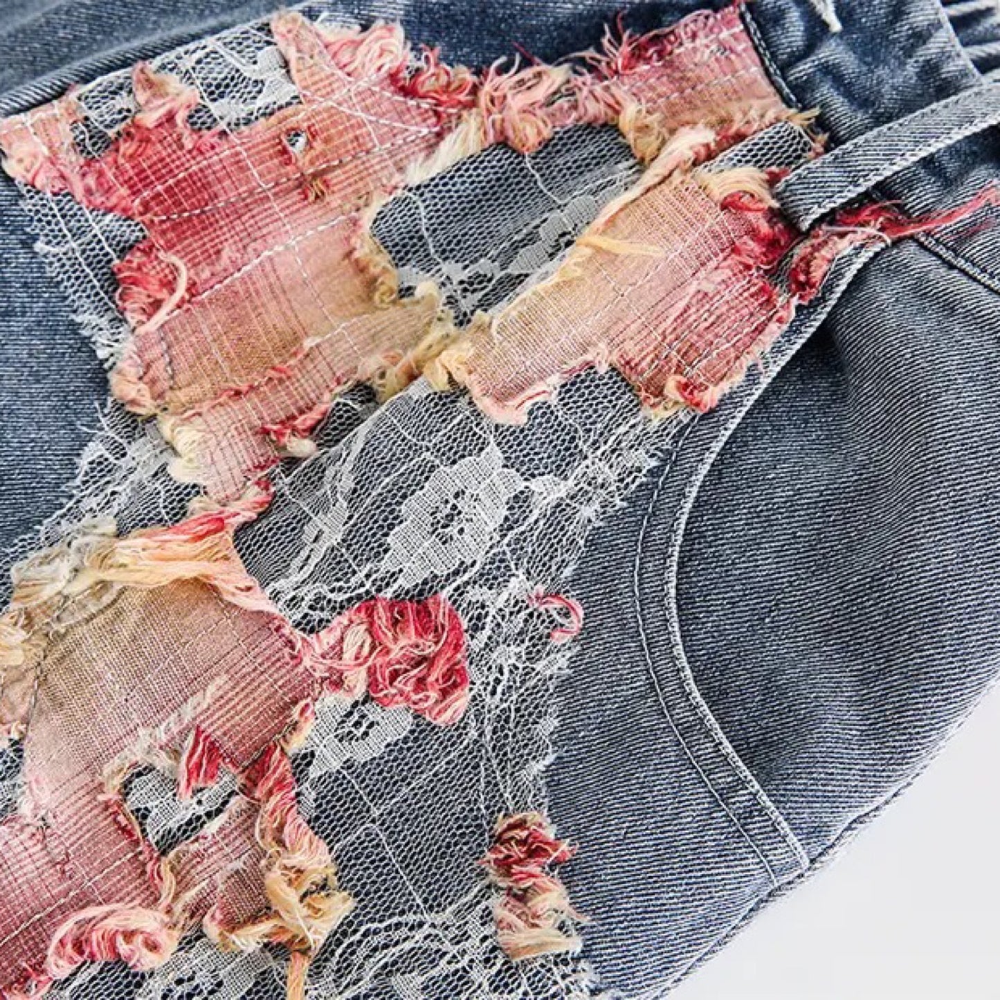 Lace Patchwork Denim Shorts