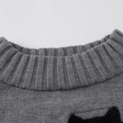 Fluffy Cat Off-Shoulder Sweater