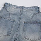 Paneled Light Wash Barrel Jeans