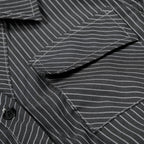 Midnight Pinstripe Button-Up Top