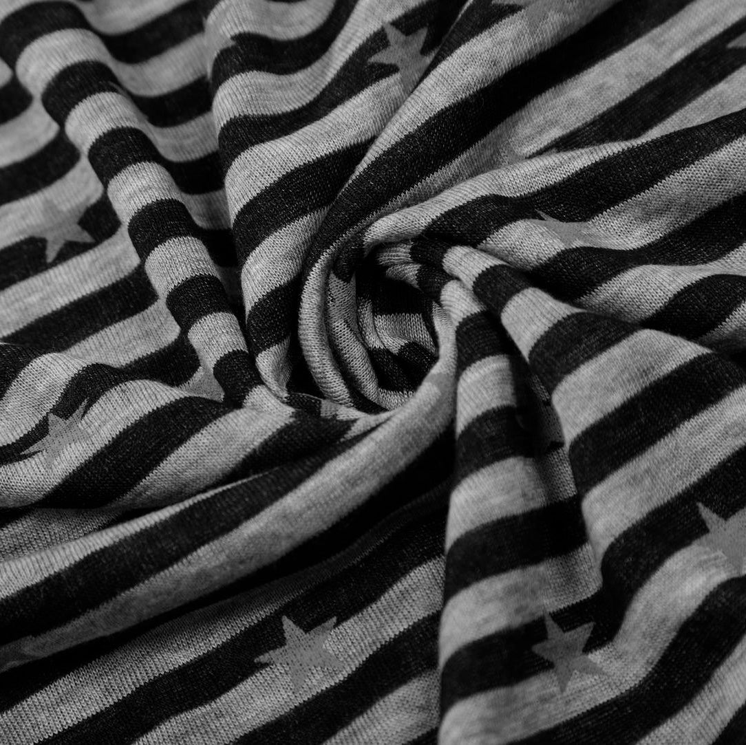 Starlight Stripe Polo Long Sleeve | Casual Star Print Striped Polo