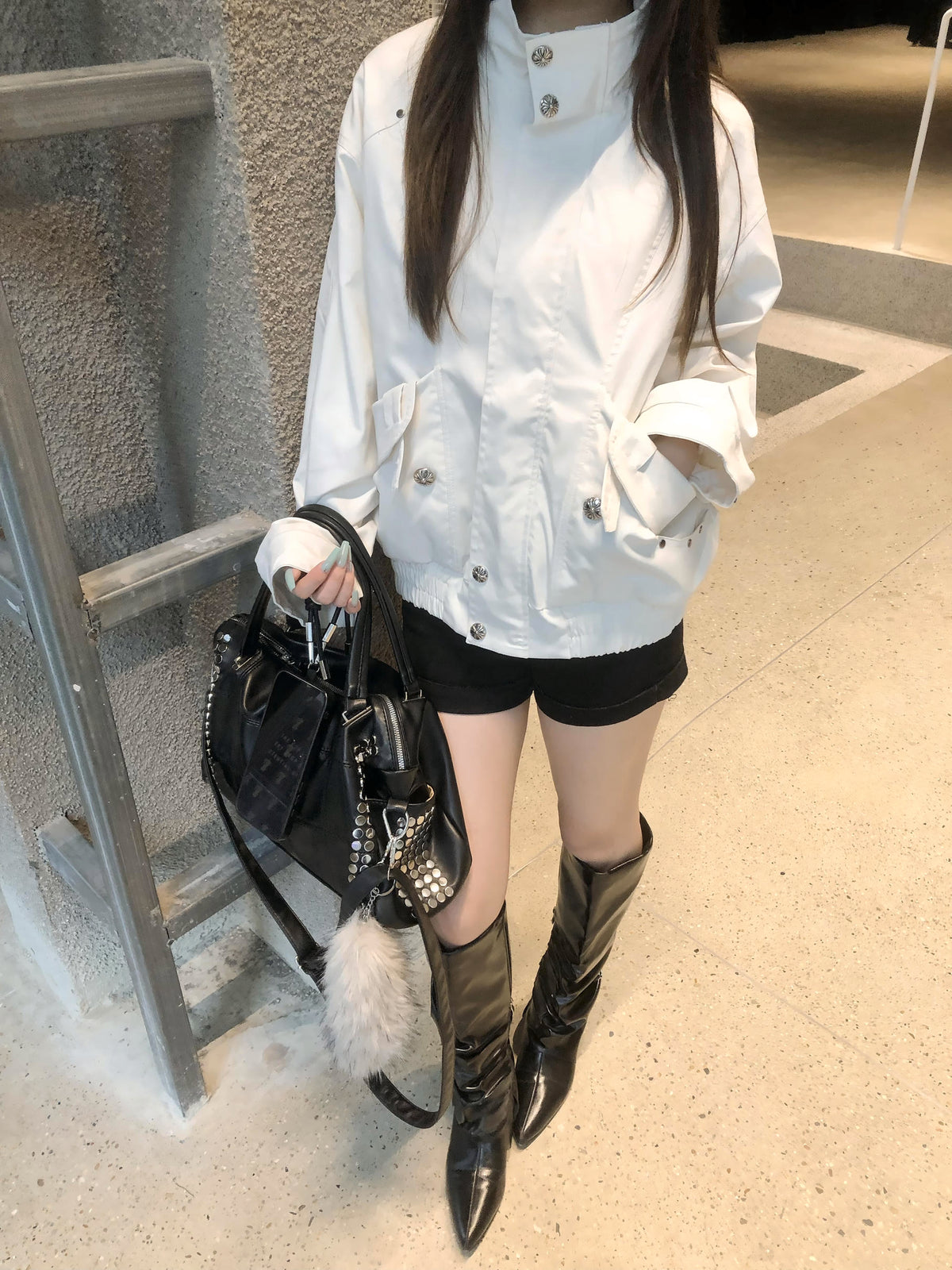 Apex High-Neck Cargo Bomber Jacket