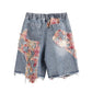 Lace Patchwork Denim Shorts