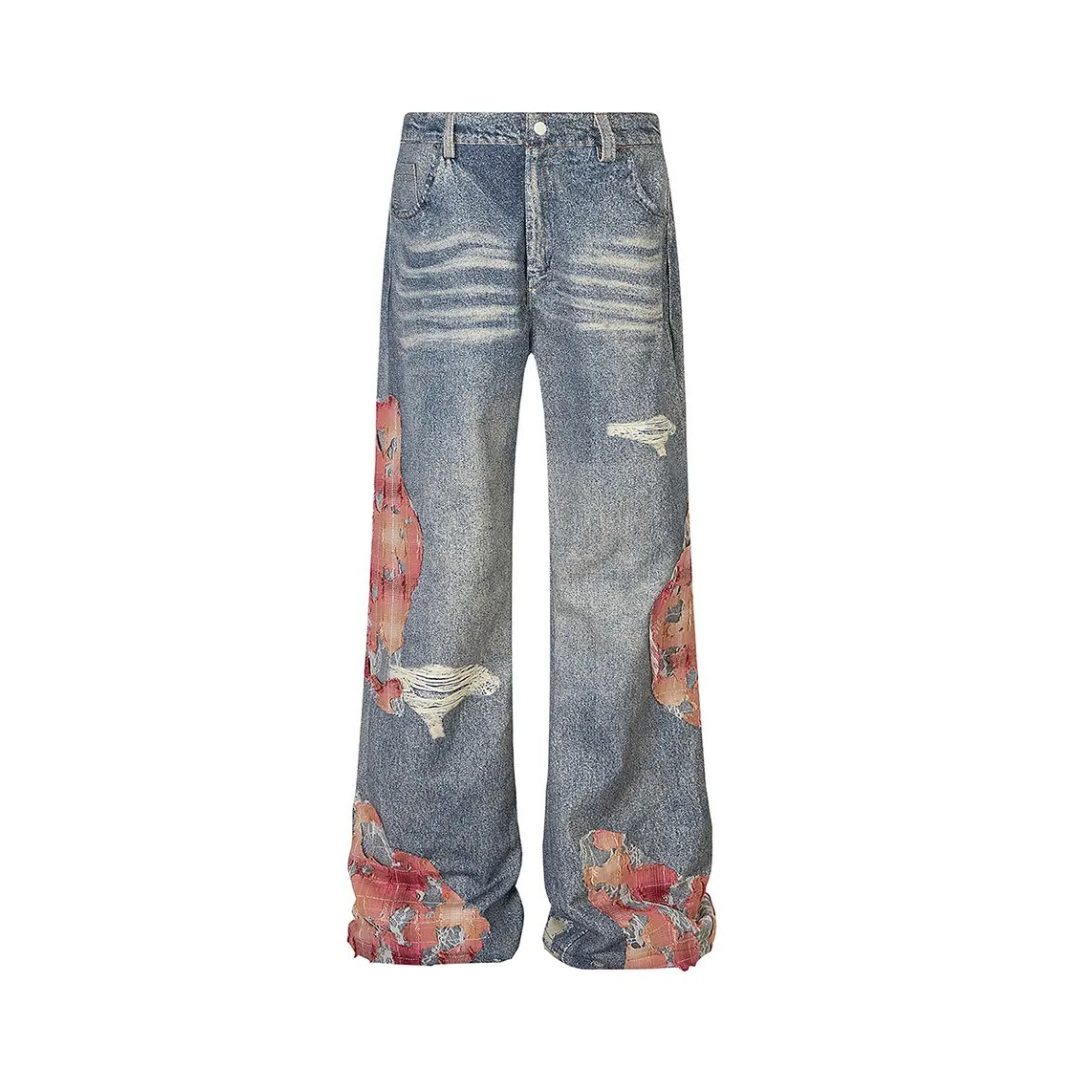 Lace Patchwork Denim Pants - h0neybear