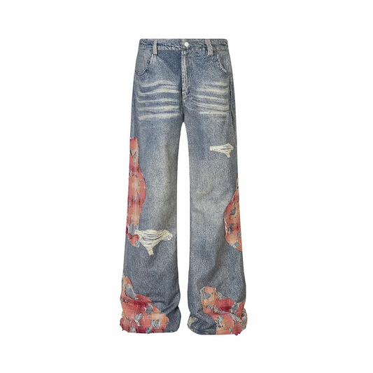 Lace Patchwork Denim Pants - h0neybear