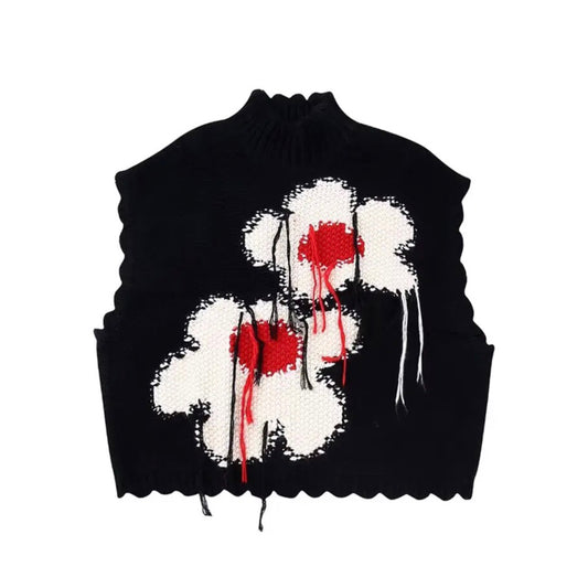 Red Heart Flower Knitted Vest | Crochet Vest Top | h0neybear