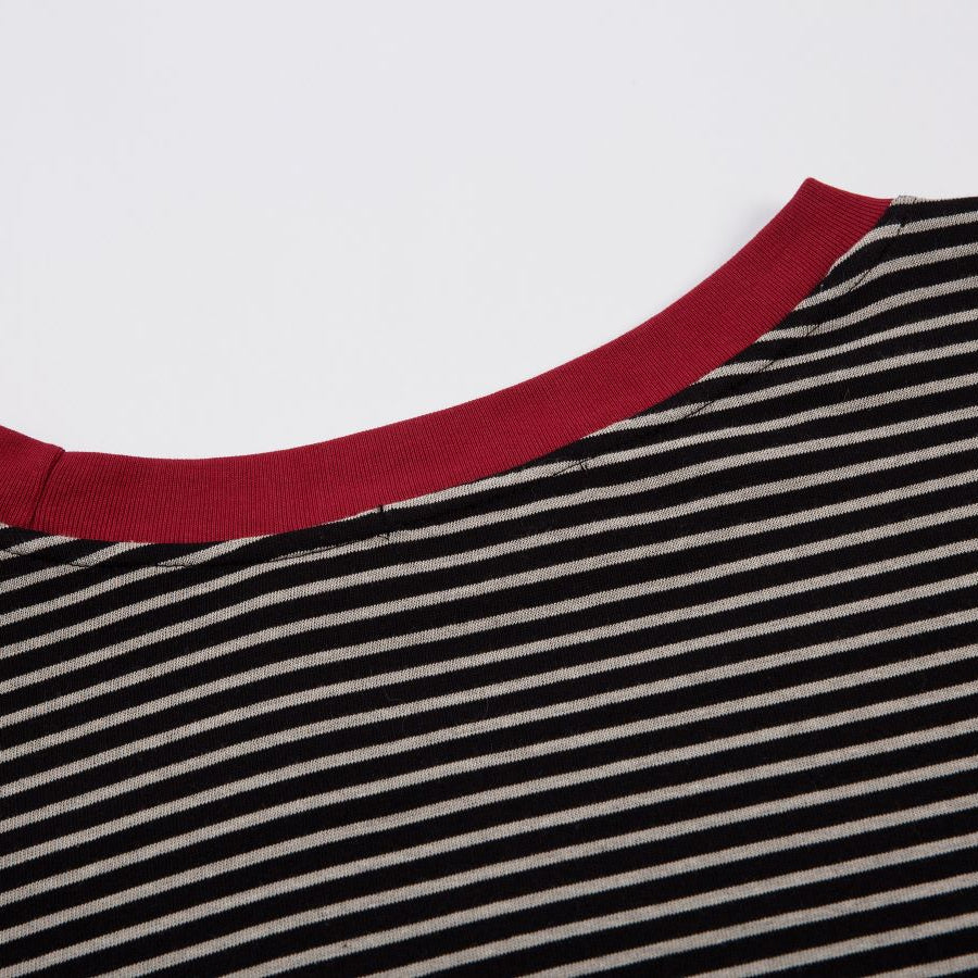 Contrast Trim Off-Shoulder Longsleeve Top