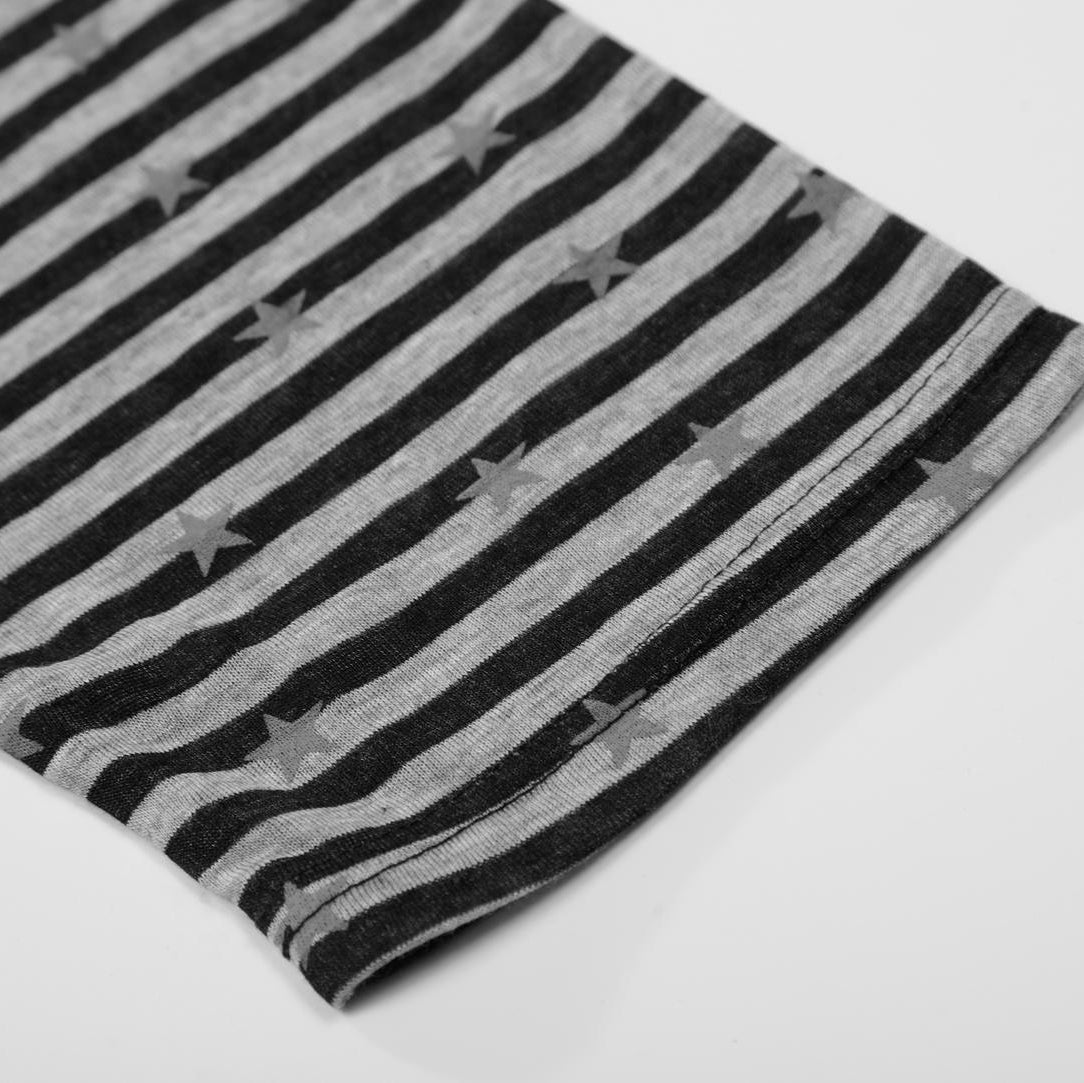 Starlight Stripe Polo Long Sleeve | Casual Star Print Striped Polo