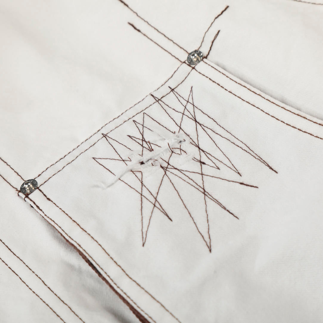 Ivory Contrast Stitch Utility Jacket