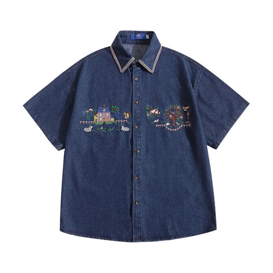 Rural Stitch Denim Shirt - h0neybear