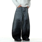 Distressed Dip-Dye Barrel Jean Pants - h0neybear streetwear jeans