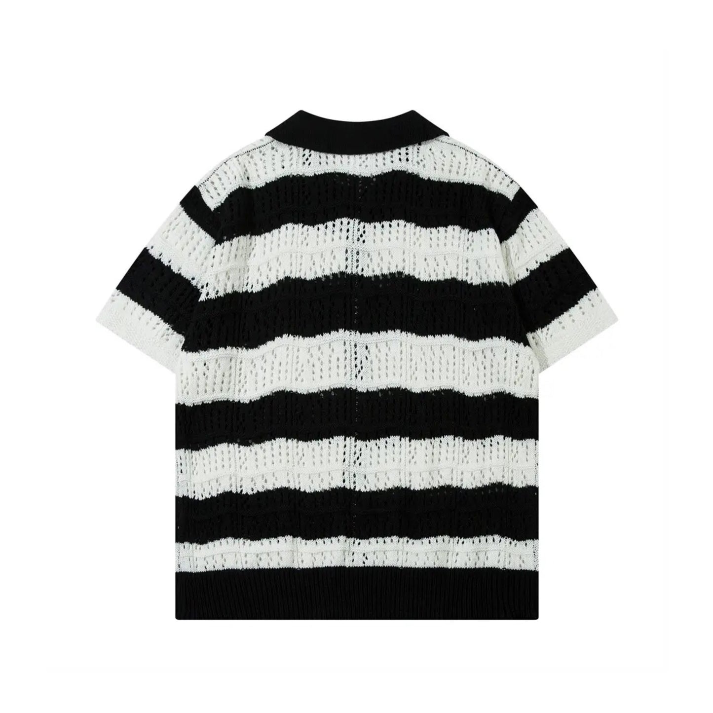 Stripe Zippered Mesh Shirt - h0neybear