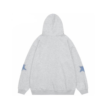 Star Patches Zip Up Hoodie 