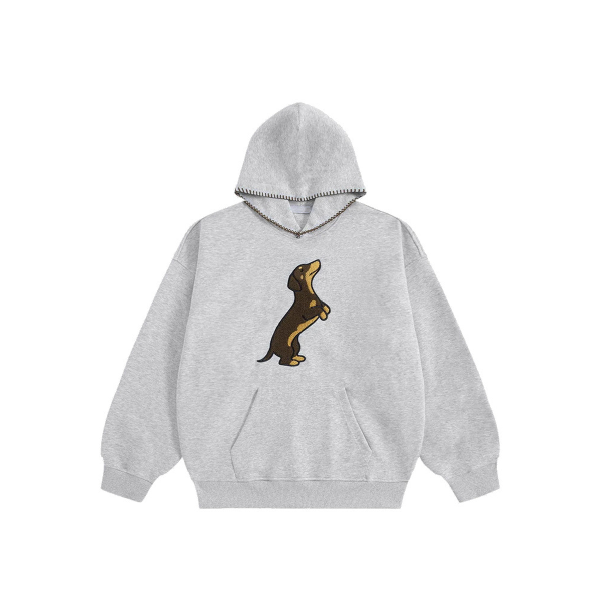 Barkley Blanket-Stitch Dachshund Hoodie