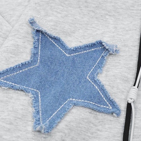 Star Patches Zip Up Hoodie 