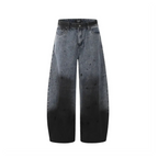 Distressed Dip-Dye Barrel Jean Pants - h0neybear streetwear jeans