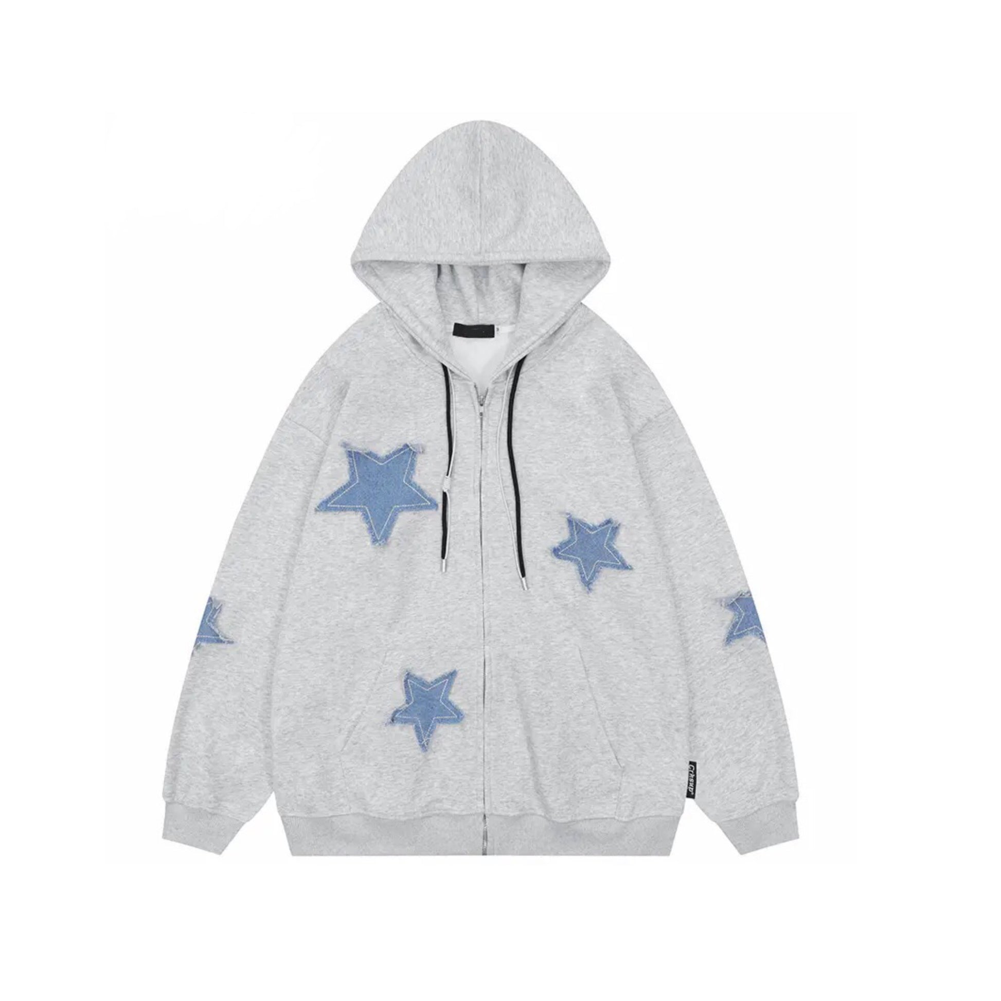 Star Patches Zip Up Hoodie 