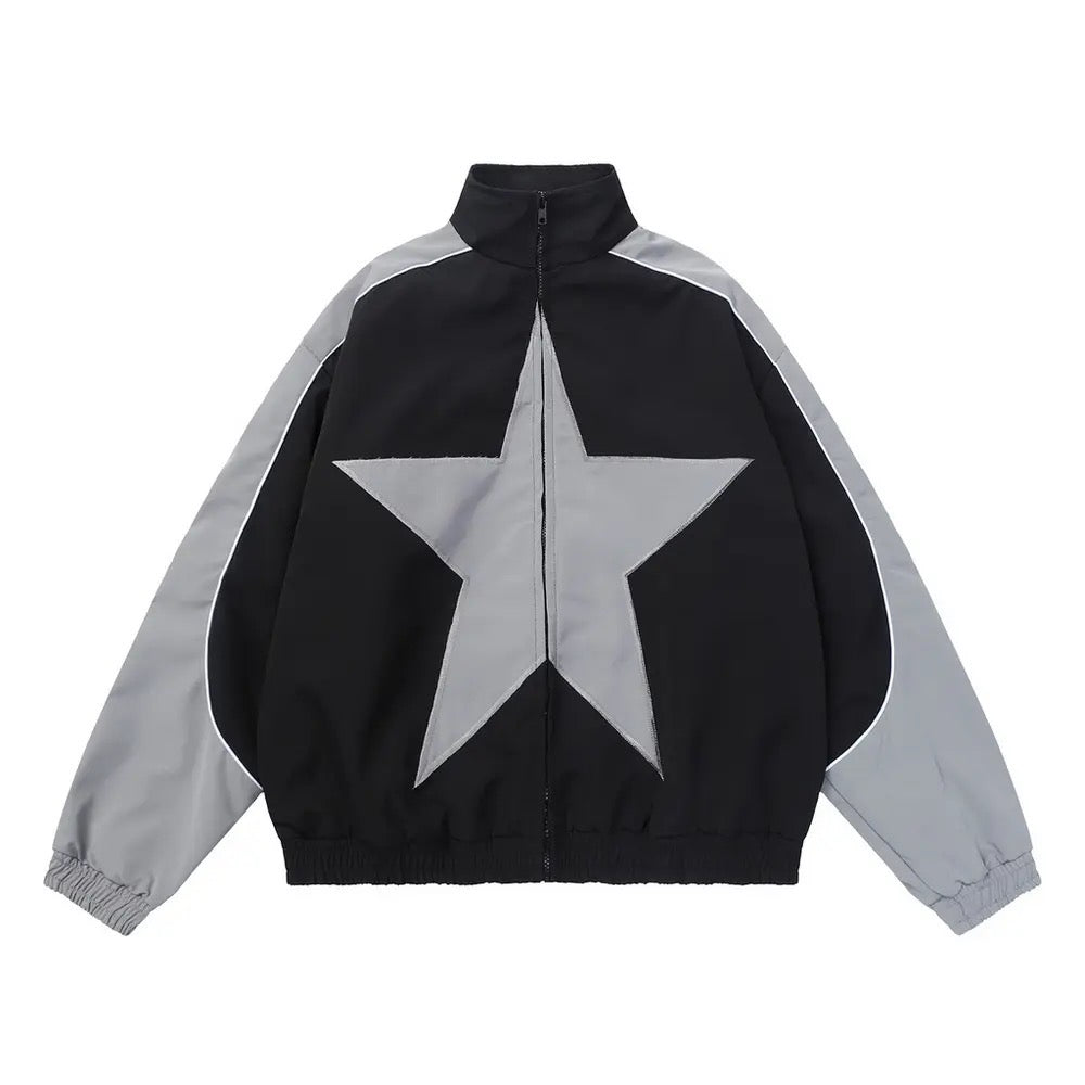 Star Pattern Zipper Jacket - h0neybear streetwear aka honeybear