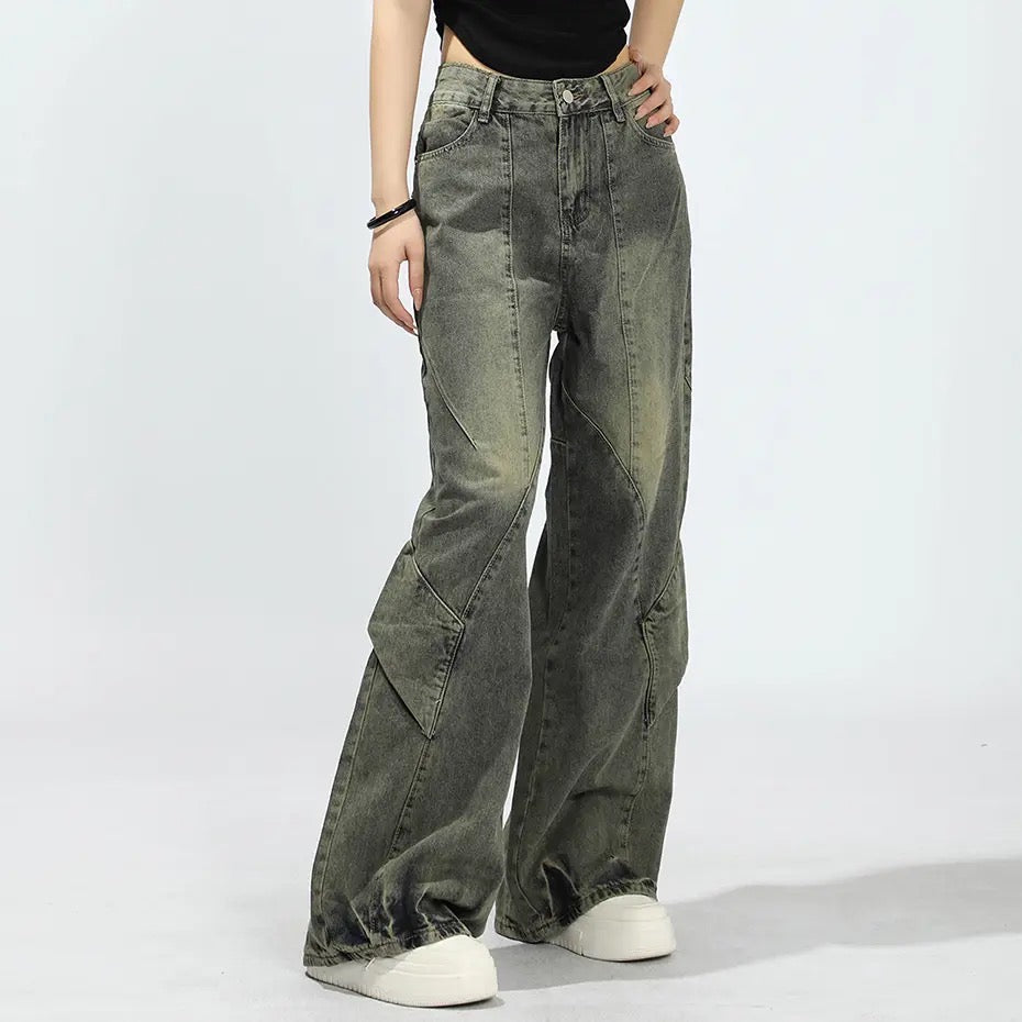 RetroPatch Denim Pants | Wide Leg Jeans for Men and Women
