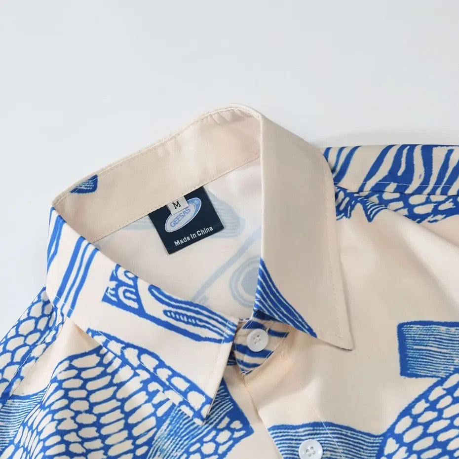 Aqua Fin Print Shirt - h0neybear