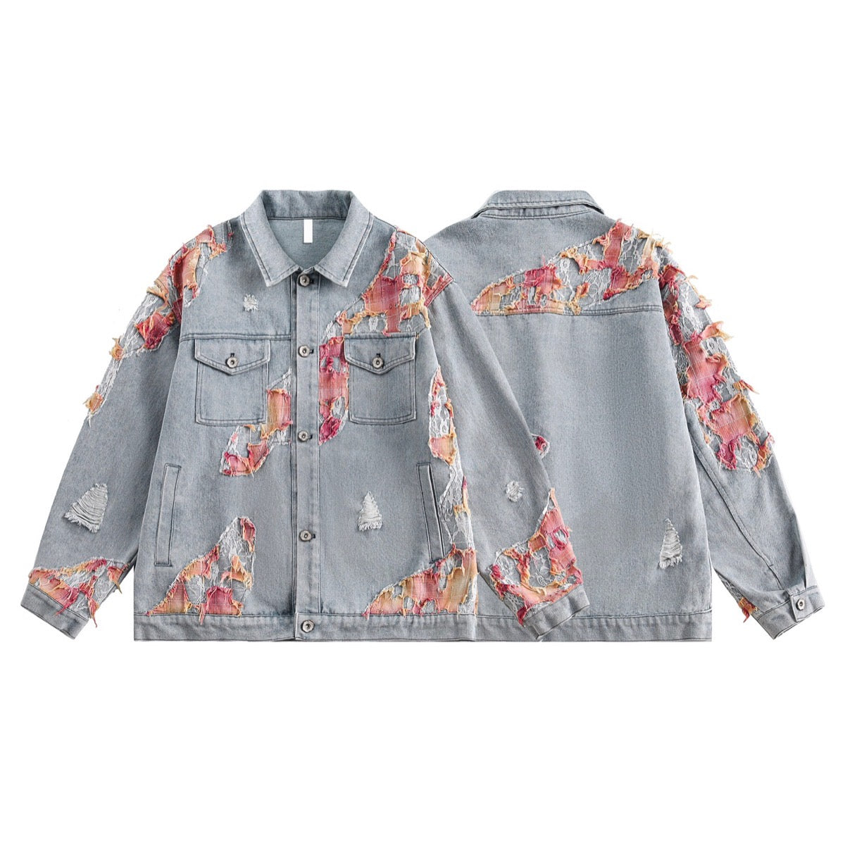 Lace Patchwork Denim Jacket - h0neybear