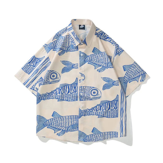 Aqua Fin Print Shirt - h0neybear