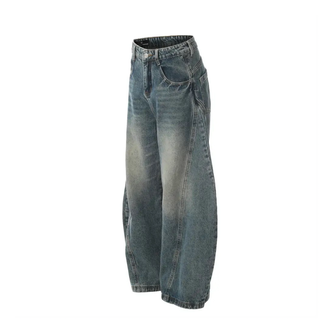 Spliced Line Barrel Jean Pants