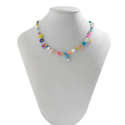 Floral Beaded Charm Necklace