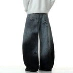 Distressed Dip-Dye Barrel Jean Pants - h0neybear streetwear jeans