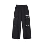 Spliced Button Patchwork Pants | Unisex Straight Leg Sweatpants | h0neybear