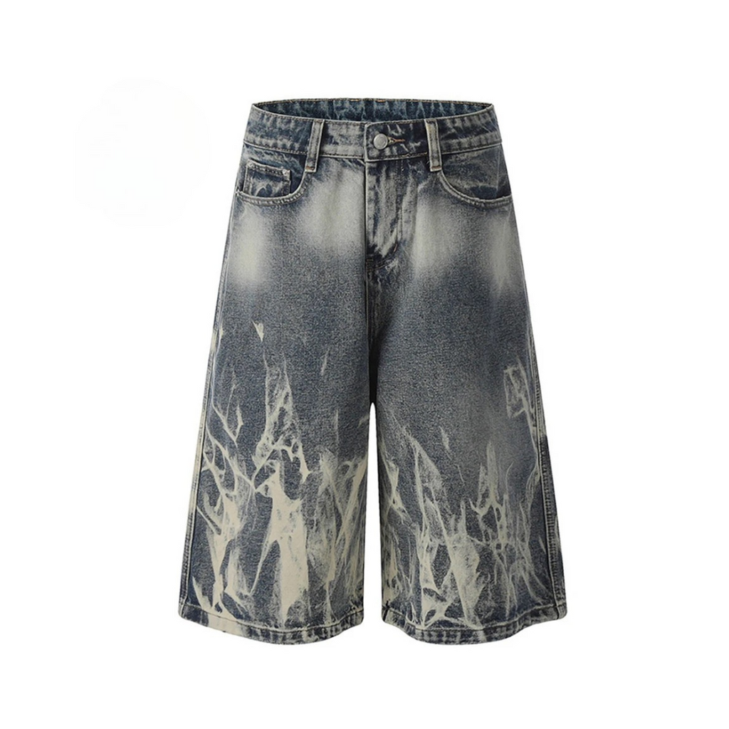 Flame Wash Denim Shorts - h0neybear read as honeybear