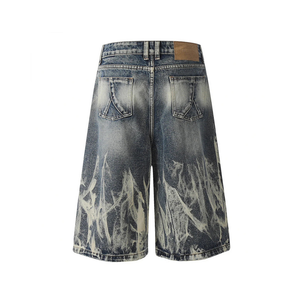 Flame Wash Denim Shorts - h0neybear read as honeybear