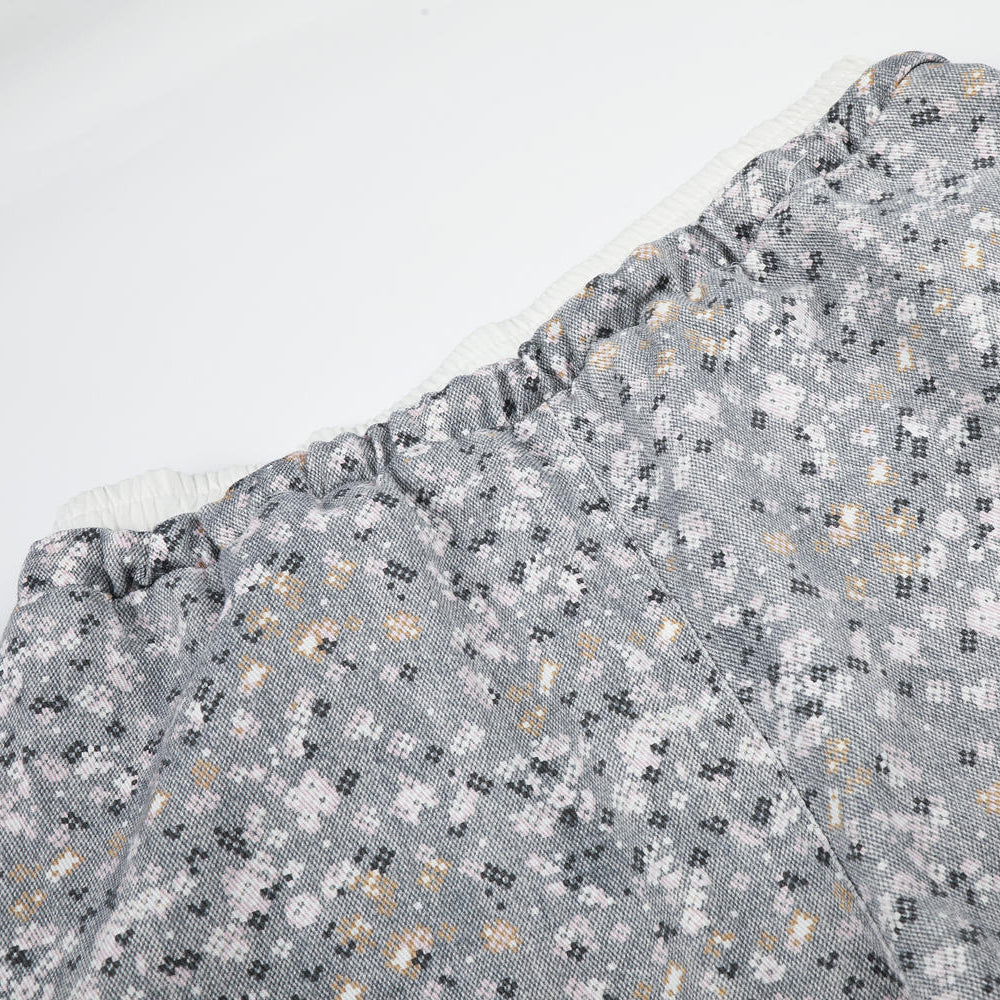 Static Ditsy Double-Waist Baggy Pants