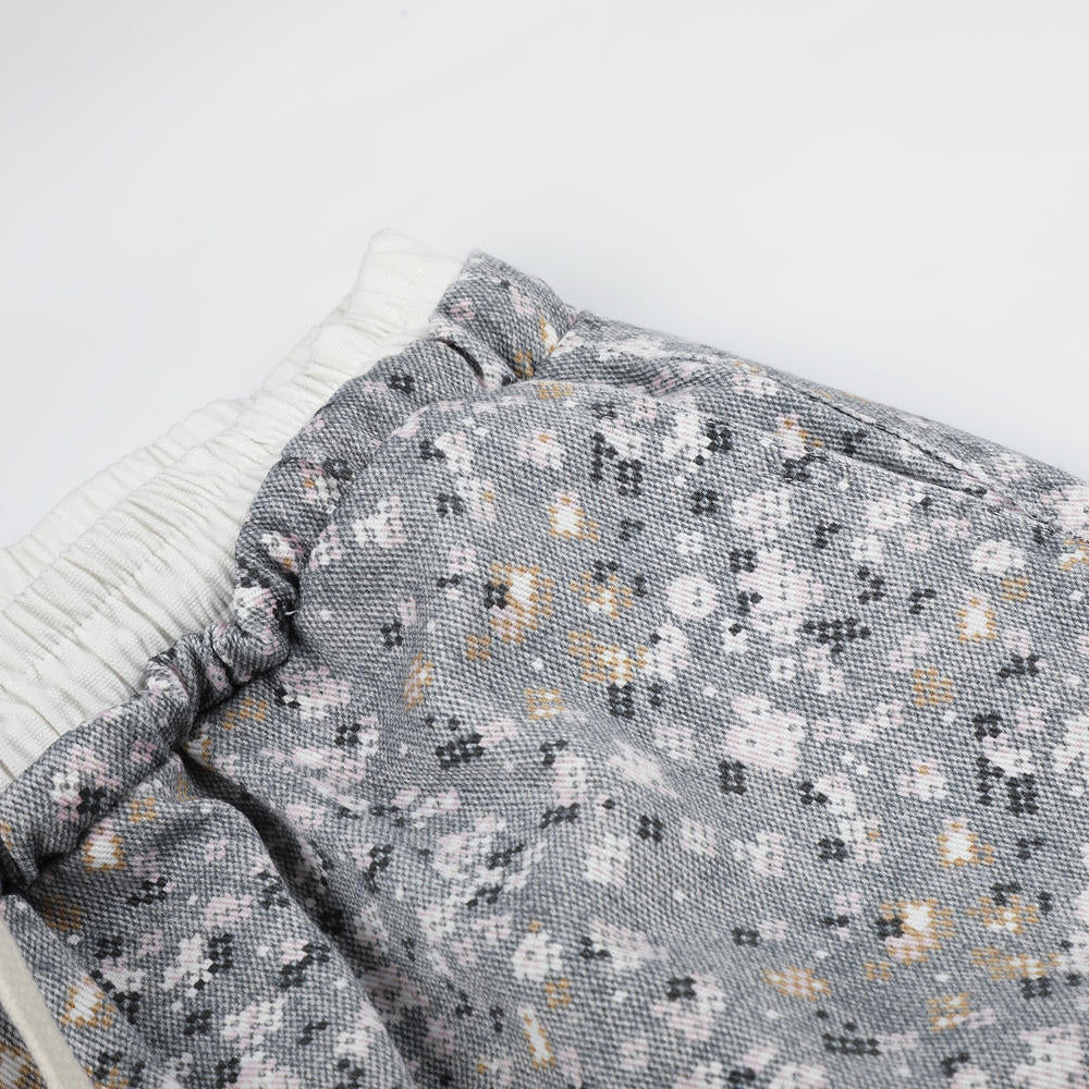 Static Ditsy Double-Waist Baggy Pants