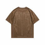 Brown t-shirt with a back design and 'Unshakable Club' text on a white background from honeybear
