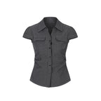 Midnight Pinstripe Button-Up Top
