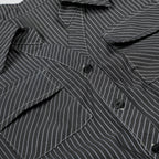 Midnight Pinstripe Button-Up Top