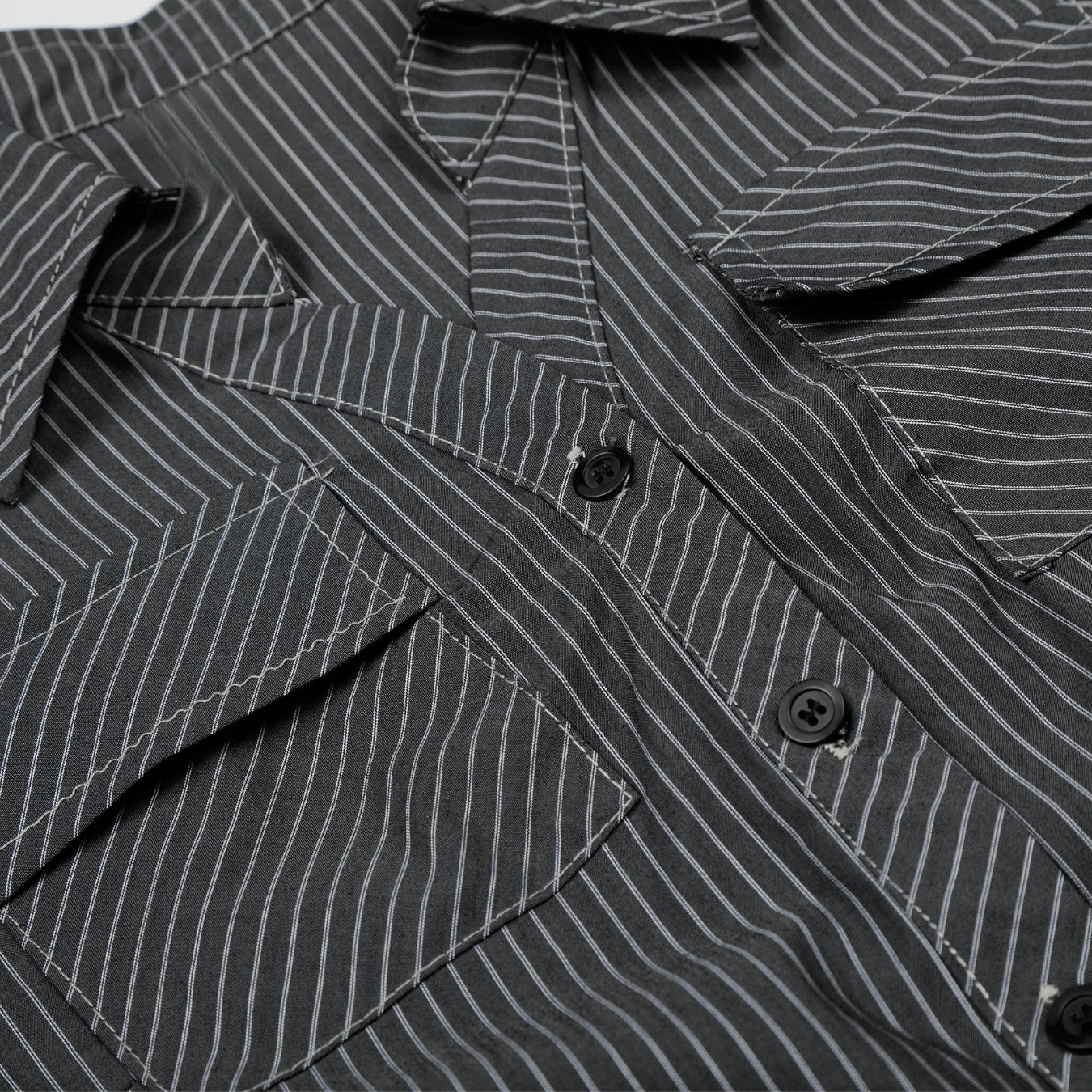 Midnight Pinstripe Button-Up Top