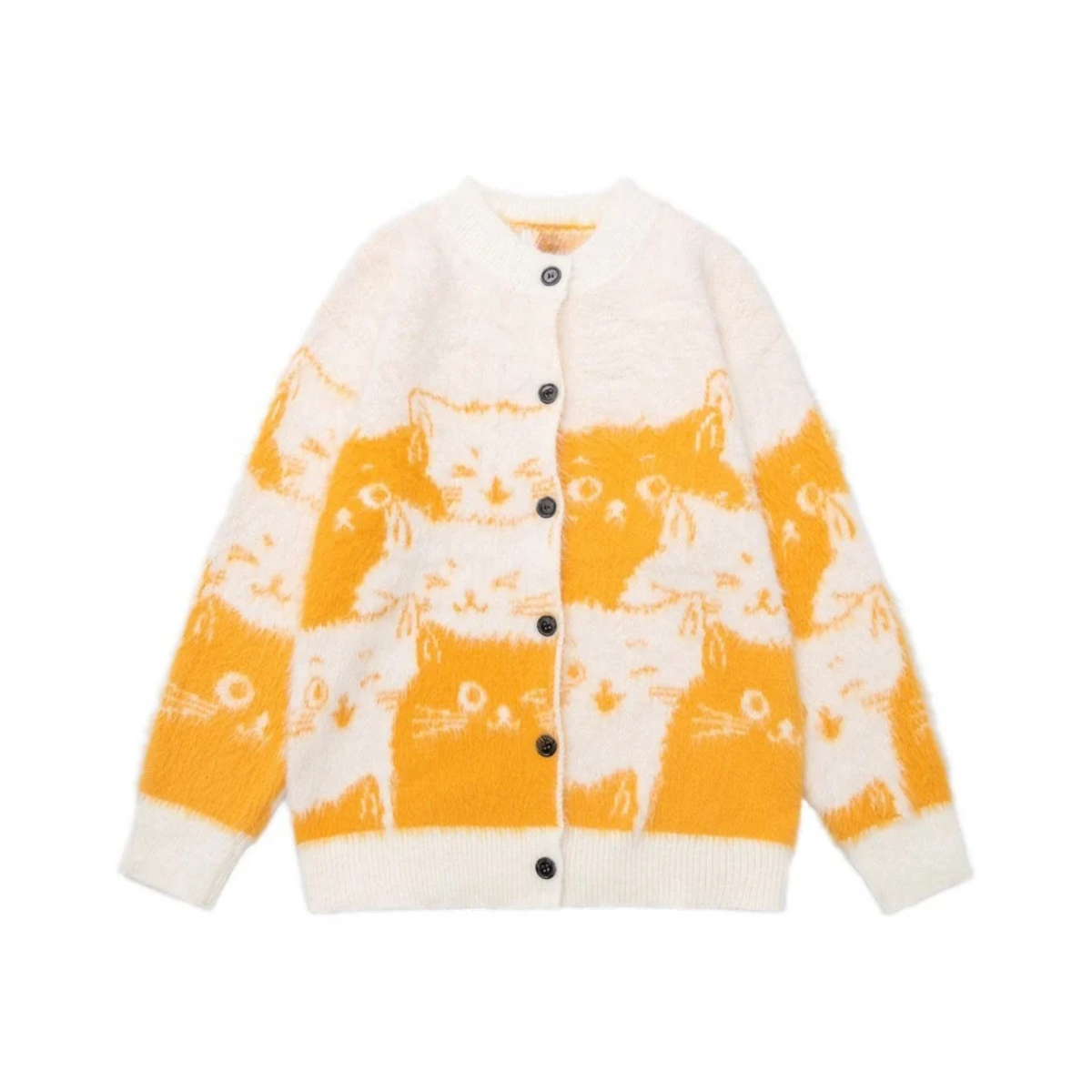 Mirage Feline Fuzzy Button Knit Sweater