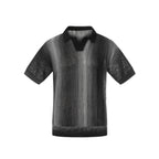 Noir Flame Mesh Polo T-shirt