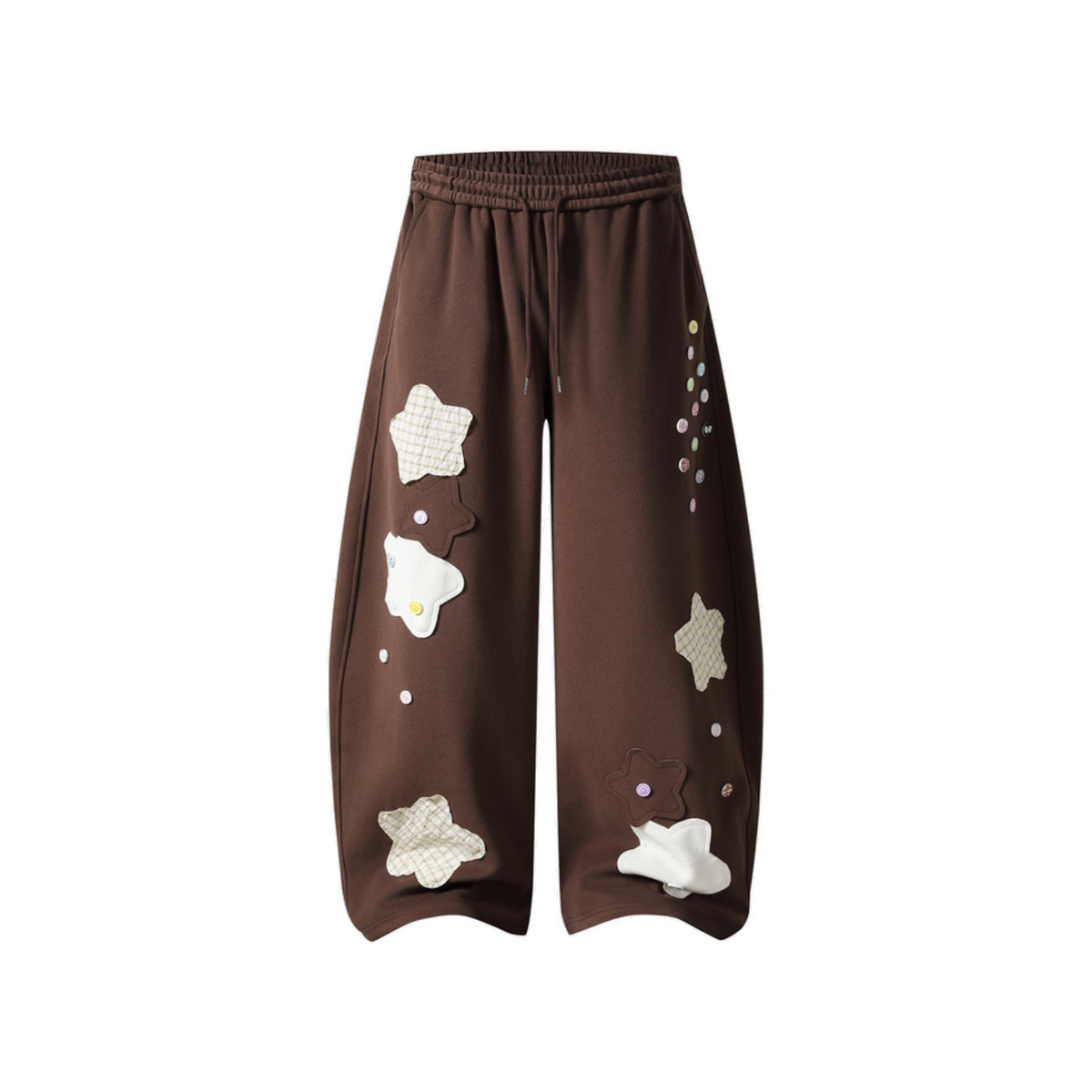 Pastoral Button-Cluster Baggy Sweatpants
