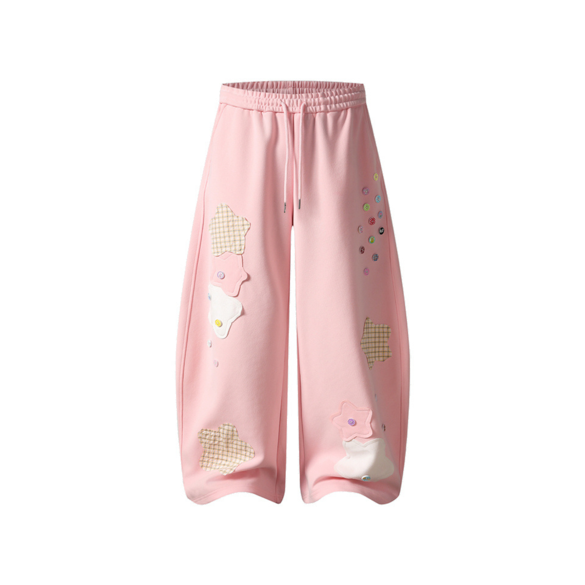 Pastoral Button-Cluster Baggy Sweatpants
