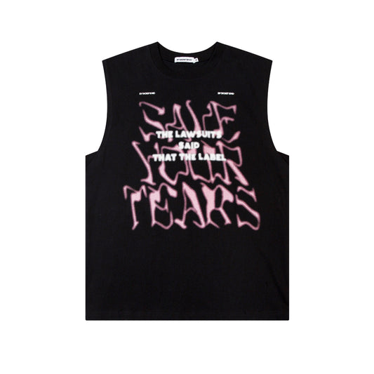 Save Your Tears Print Tank Top | Trendy Print Sleeveless T-shirts | H0NEYBEAR