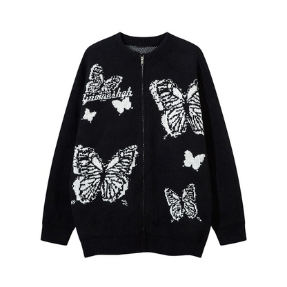 Ethereal Butterfly Zip-Up Sweater