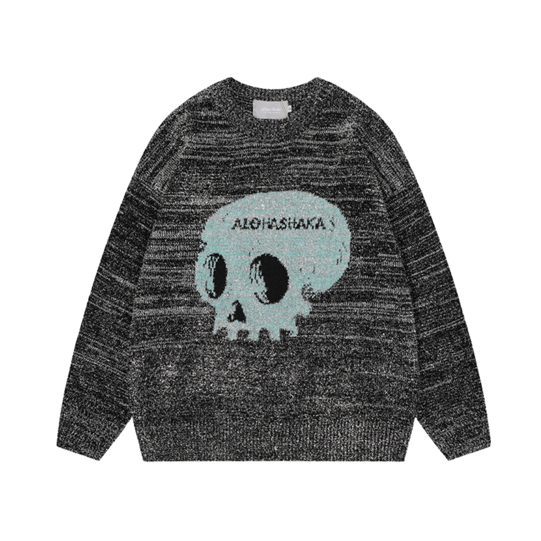 Aloha Shaka Silver Fur Skull Sweater